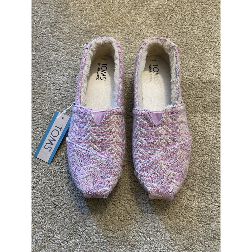 TOMS NWT Women's Alpargata Pink  Cozy Slip on Shoes Size 6